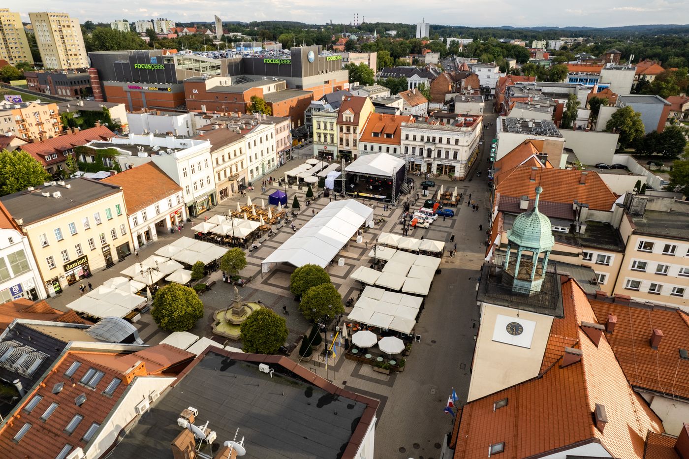 Rynek w Rybniku z drona